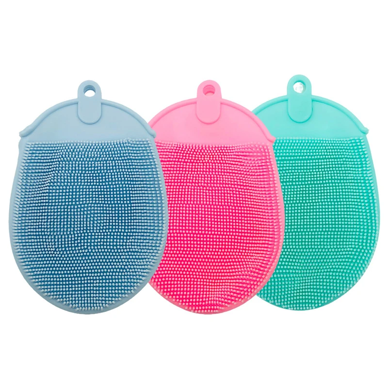 Silicone Massage Bath Brush with Hook Soft Exfoliating Gloves Baby Showers Cleaning Brush Mud Dirt Remover Scrub Showers Bubble images - 6