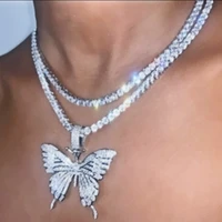 european and american hot selling wild butterfly zircon necklace gifts for ladies new fashion trend creative zircon necklace