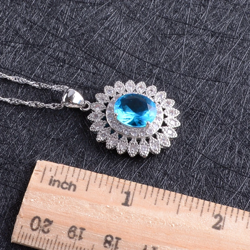 Женские серебряные сережки/Кольцо/Подвеска/ожерелье/Браслеты Gfit Box синие белые