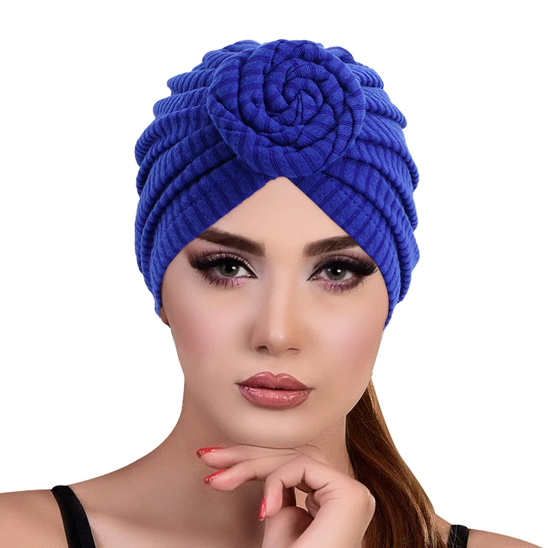 

New Cotton Solid Color Knitted Turban Cute Doughnut Design Hat Comfortable Head Wrap For Women Hair Accessories