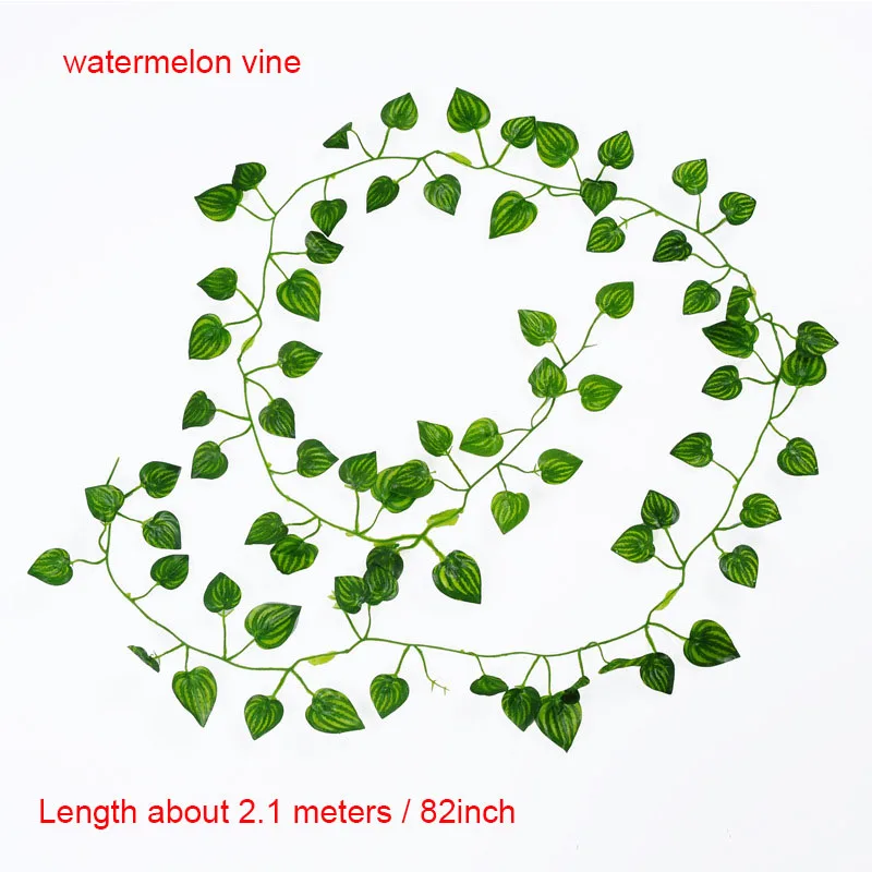 watermelon vine B 210 см/лот шелковые розы поддельные криперы зеленый лист плюща лоза для дома свадьбы Decora оптом diy Висячие гирлянды искусственные цветы - Цвет: watermelon vine B