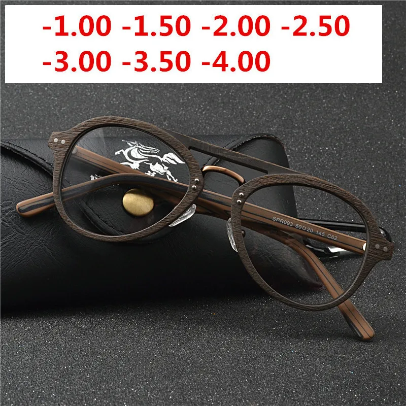 Деревянные фотохромные очки для близорукости мужчин студенческие готовые