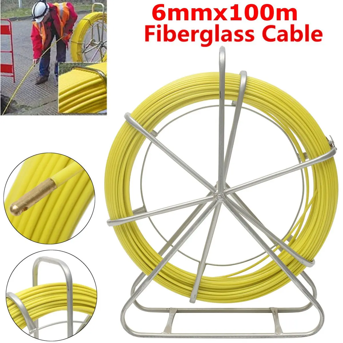 

6/4.5mm 50/70/100m Fish Tape Fiberglass Wire Cable Running Rod Duct Rodder Fishtape Puller For Floor Conduit Telecom Wall