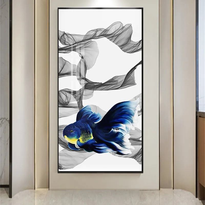 

Abstract Traditional Chinese Style Nine Fish Zen Koi Picture Print Poster Home Decor Living Room Office Wall Art Canvas Painting