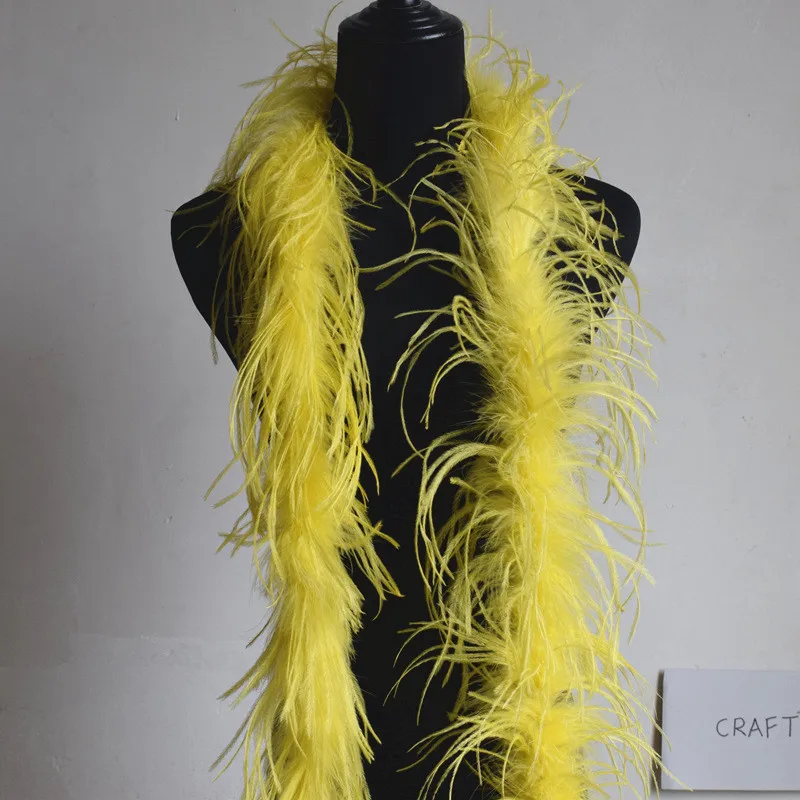 Yellow 2 м пушистое страусиное перо боа юбка костюмы/отделка для вечерние/Костюм Ремесло страусиное перо в Свадебные украшения - Color: Yellow
