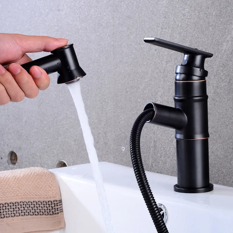 Холодная и горячая вода европейский стиль медный черный античный кран для ванной