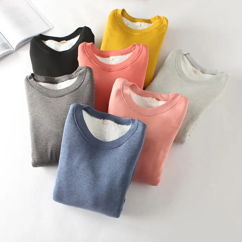 Harajuku плюс бархатная футболка Женская осенне-зимняя теплая утепленная футболка Femme Повседневная Уличная женская футболка Q1895