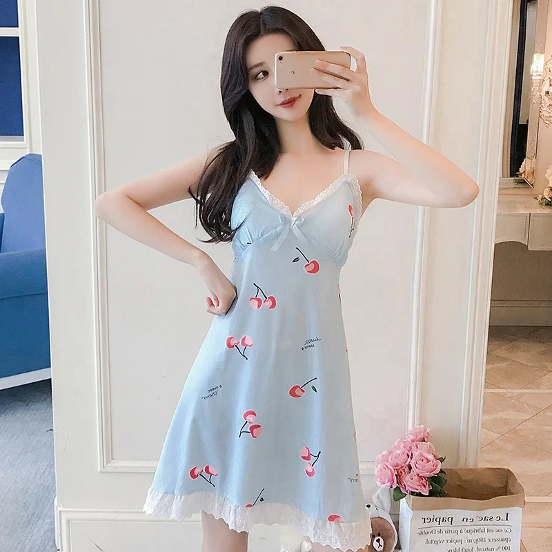 Женская пижама с коротким рукавом WAVMIT короткая кружевная ночная рубашка