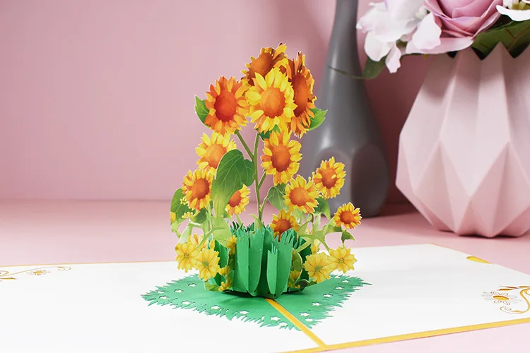 3D открытка на день рождения открытки с подсолнухом поздравительные для учителя