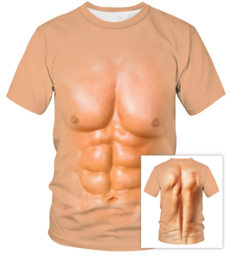 

new European and American men's 3D Pullover short sleeve Youth Popular loose neck muscle men's casual T-shirt