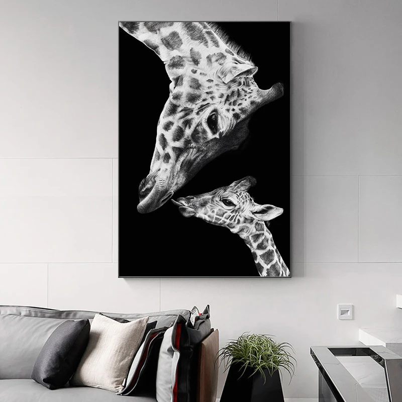 Забавная картина с рисунком животных жирафа плакаты и принты для матери ребенка