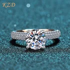 Женское роскошное кольцо из стерлингового серебра S925 с четырьмя зубцами, инкрустированное 2 карата, бриллиантовое кольцо Moissan на день рождения, юбилей, подарок для подруги