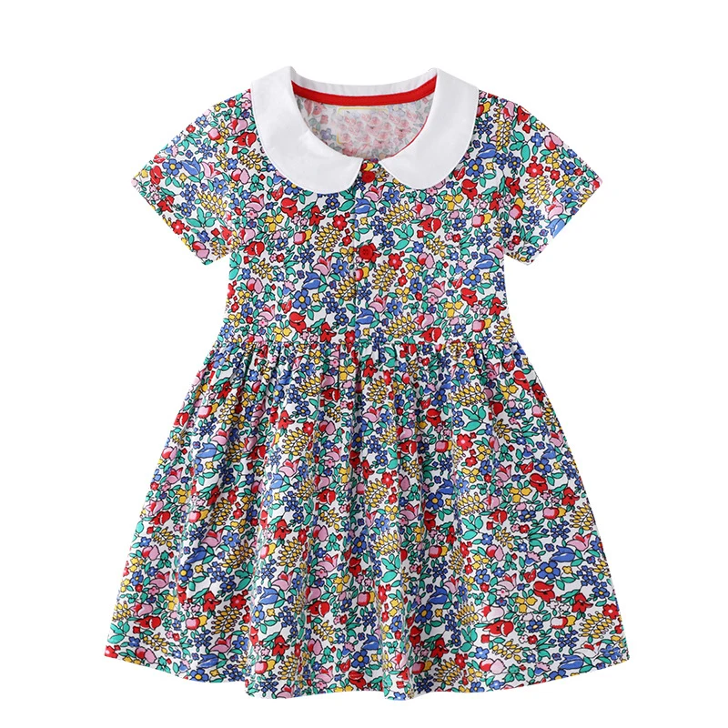 

Little maven 2022 Baby Girls Colorful Dress Summer Casual Clothes Cotton Dinosaur Lovely Vestidos Toddler Dress for Kids