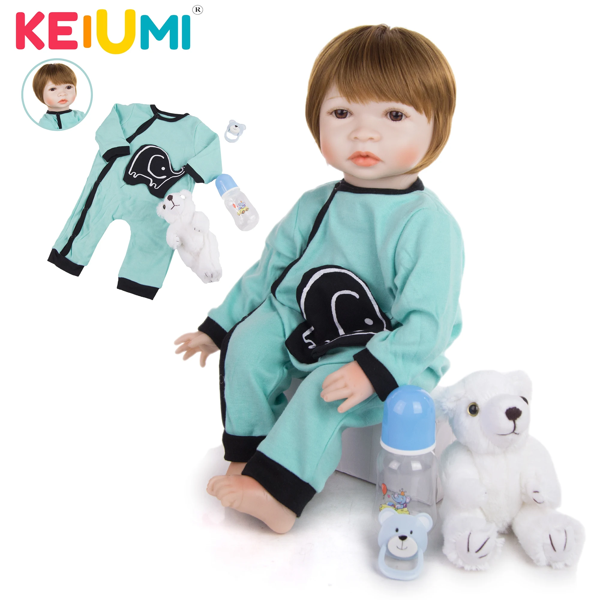22 дюймовые куклы KEIUMI для новорожденных мальчиков тканевая ткань тела
