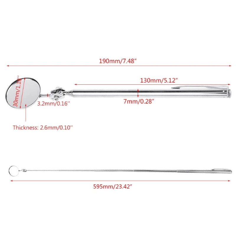 

55cm Telescopic Inspection Mirror Car Angle View Tool Repair Extends up to 22" 55cm Universal