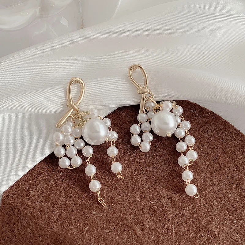 

Net Red New S925 Silver Needle Pearl Tassel Earrings Fashion French Light Luxury High Sense Temperament Earrings Women