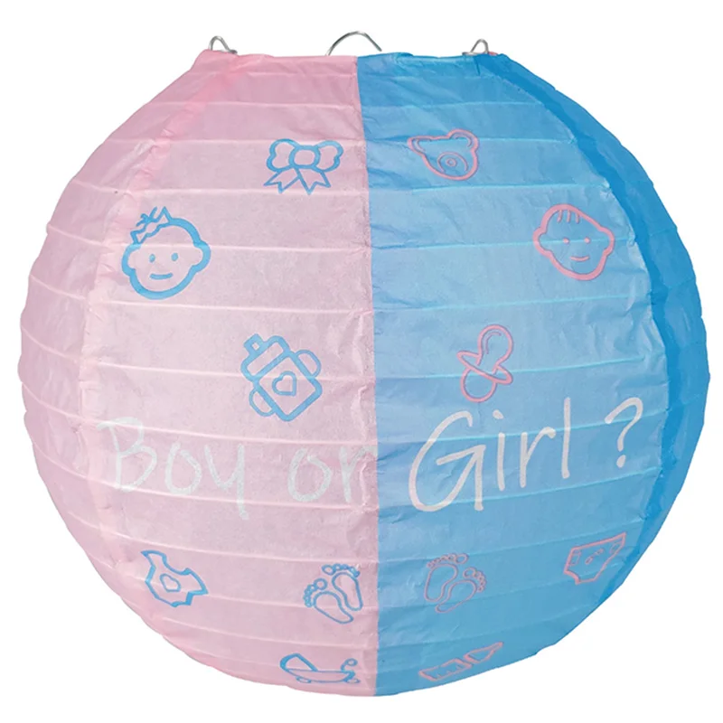 

50pcs Gender Reveal Party Supplies Bulk Boy or Girl Ceiling Hanging Chinese Lanterns Baby Shower Decoration 10 inch