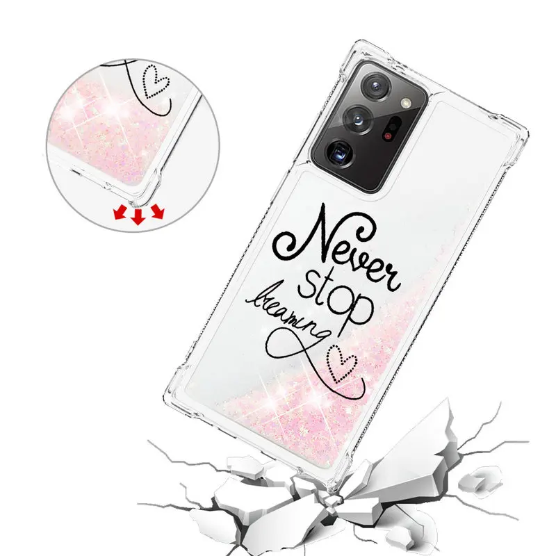 

Case For Samsung Galaxy Note20 Ultra Silicon Soft Phone Cover For Samsung Note20 Ultra Liquid Glitter Quicksand Protection Cases