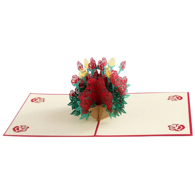 

Rose Pop-up Card-3D Creative- Greeting Romantic Red Flower Handmade Wife's Valentine's Day Pop-up Card Wedding Gift