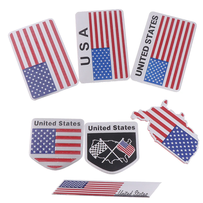 

1PC Badge Sticker Motorcycle Decal Car Styling 3D Aluminium Alloy American USA Map National Flag Emblem New
