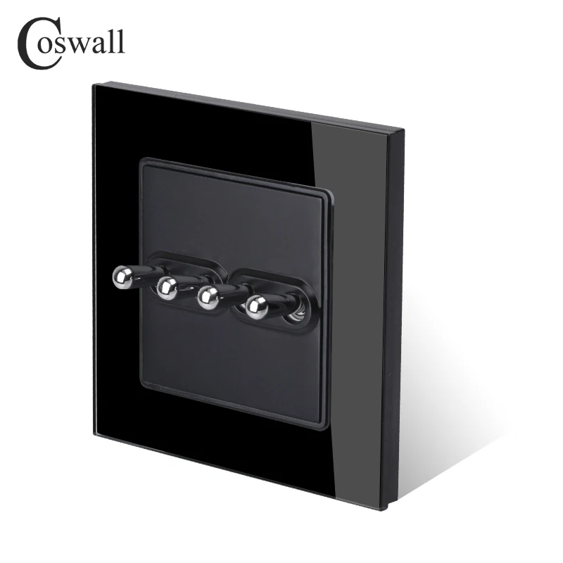 Coswall, простая модная рамка из закаленного стекла с кристаллами, 4 комплекта, 1 способ, тумблер, светильник, переключатель вкл/выкл, настенный выключатель, 16А, переменный ток, 250 В