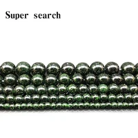 natural stone green sand smooth and round beads 4 6 8 10 12mm men women fashion necklace charms wholesale for jewelry mak