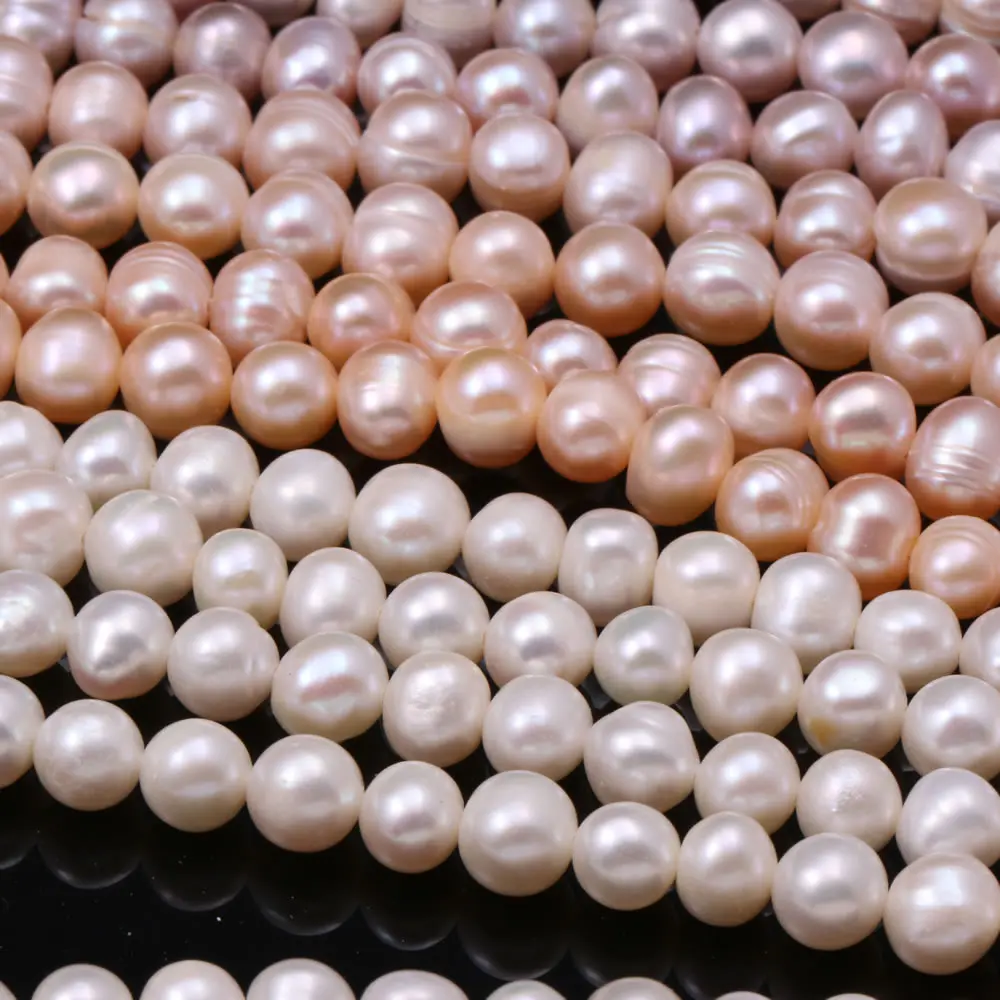 

100% Natural Freshwater Pearl Bead White Purple Hole Beads For Women Fashion Jewelry Making Bracelet Necklace Gift