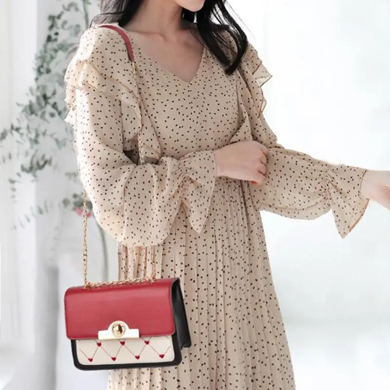 

Fashion Bags for Women Cute Messenger Bags Small Heart PU Leather Shoulder Bag For Girls Flap Chain Phone Bolsa 2020