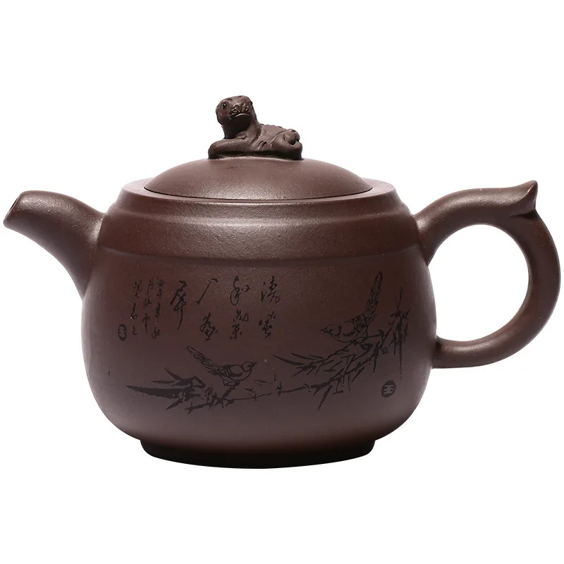 

Zisha teapot Yixing raw ore Zini teapot household auspicious lion tea set