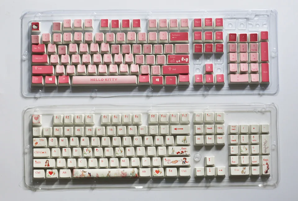 Мультяшная Кепка 104 клавиш PBT с подсветкой, колпачки для ключей Cherry Mx, колпачки для ключей с клавишами, съемник для механической клавиатуры