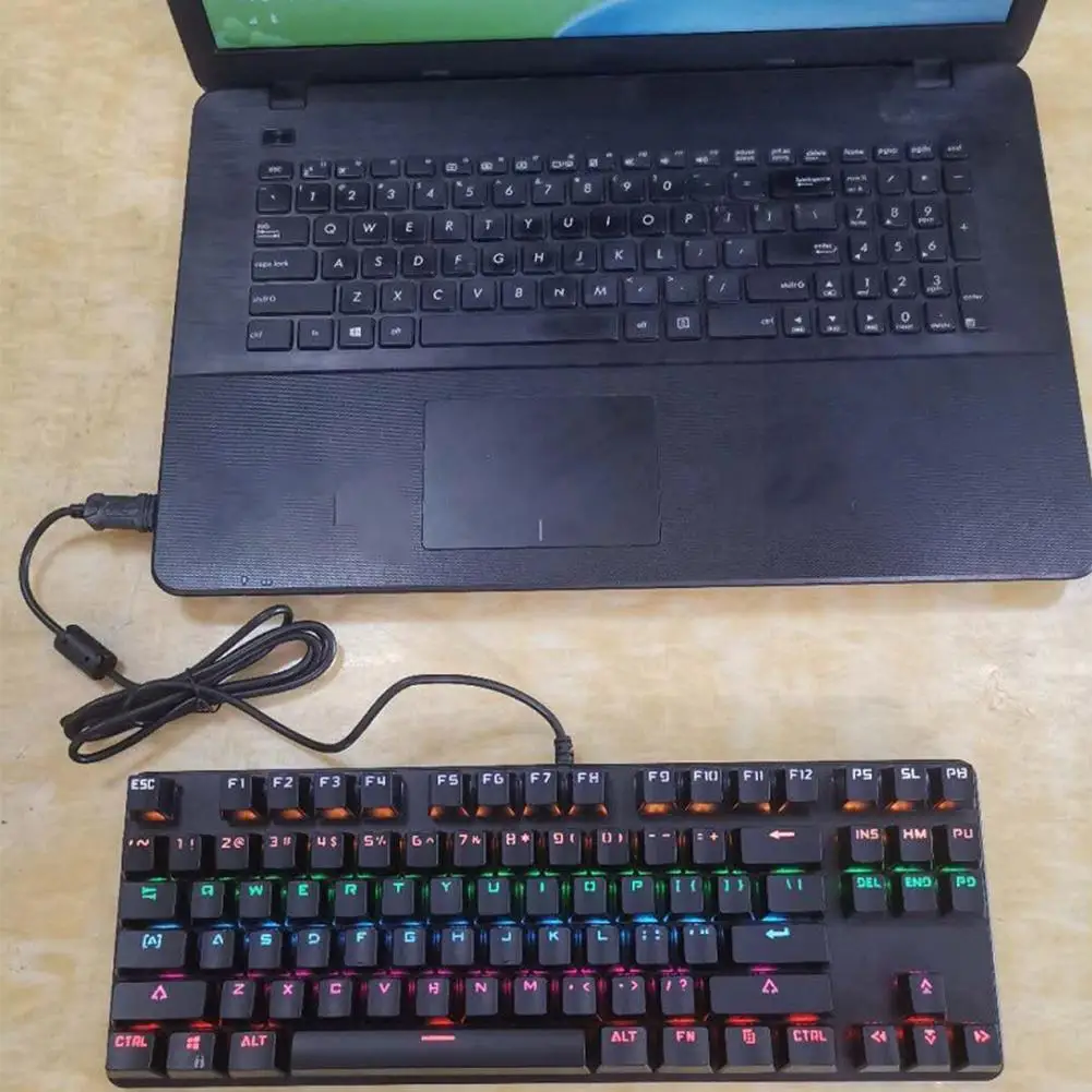 

Mechanical Keyboard 87key Wired USB Keyboard 26key Blue Competition Keyboard Gaming Professional Antoi-ghosting Game Switch L0J3