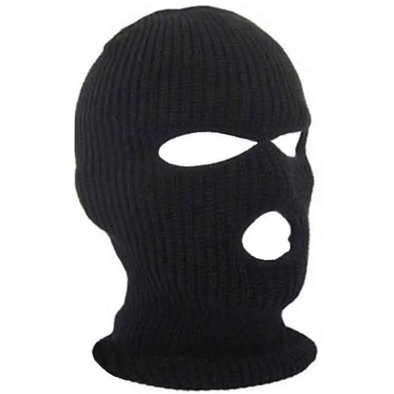 not add wool Вязаная Шерстяная маска 3 отверстия Маска для катания на лыжах ветрозащитная унисекс черная уличная сохраняющая тепло зимняя велосипедная Спортивная - Цвет: not add wool