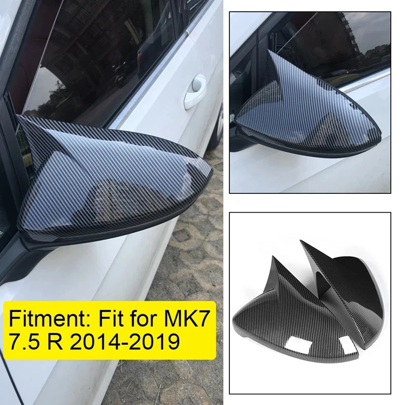 

1 пара боковых зеркал заднего вида, крышка летучая мышь, корпус из АБС-углеволокна, стиль для Golf MK7 7,5 R 2014-2019