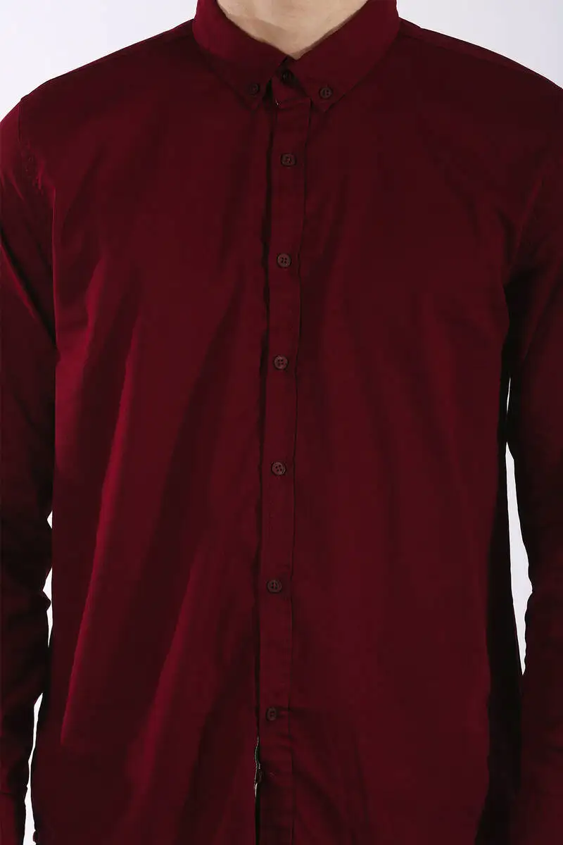 

Mens Claret Red Plain Gabardine Shirt