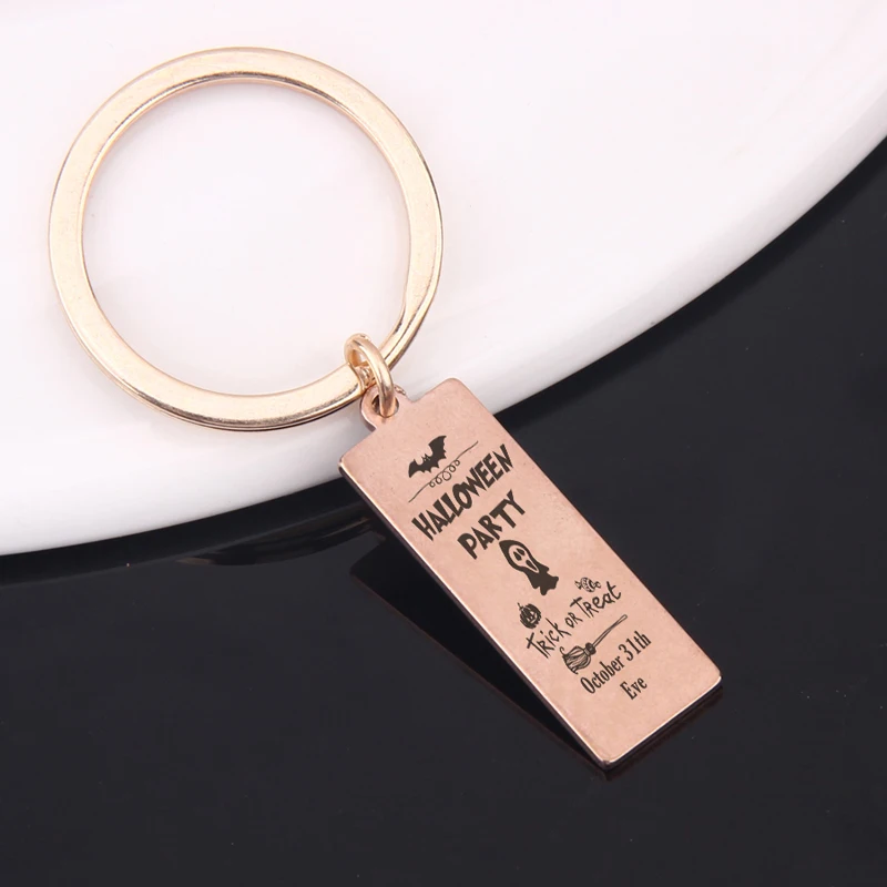 Drawings Pumpkin Lantern Bat And Witch Broom Keychain October 31th Eve Gift Halloween Party Trick Or Treat Jewelry |