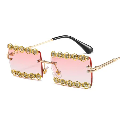 

Diamond Trimmed Square Sunglasses For Women Gorgeous Sunglasses Europe And America Vintage Multicolor Glasses 2021 New Style