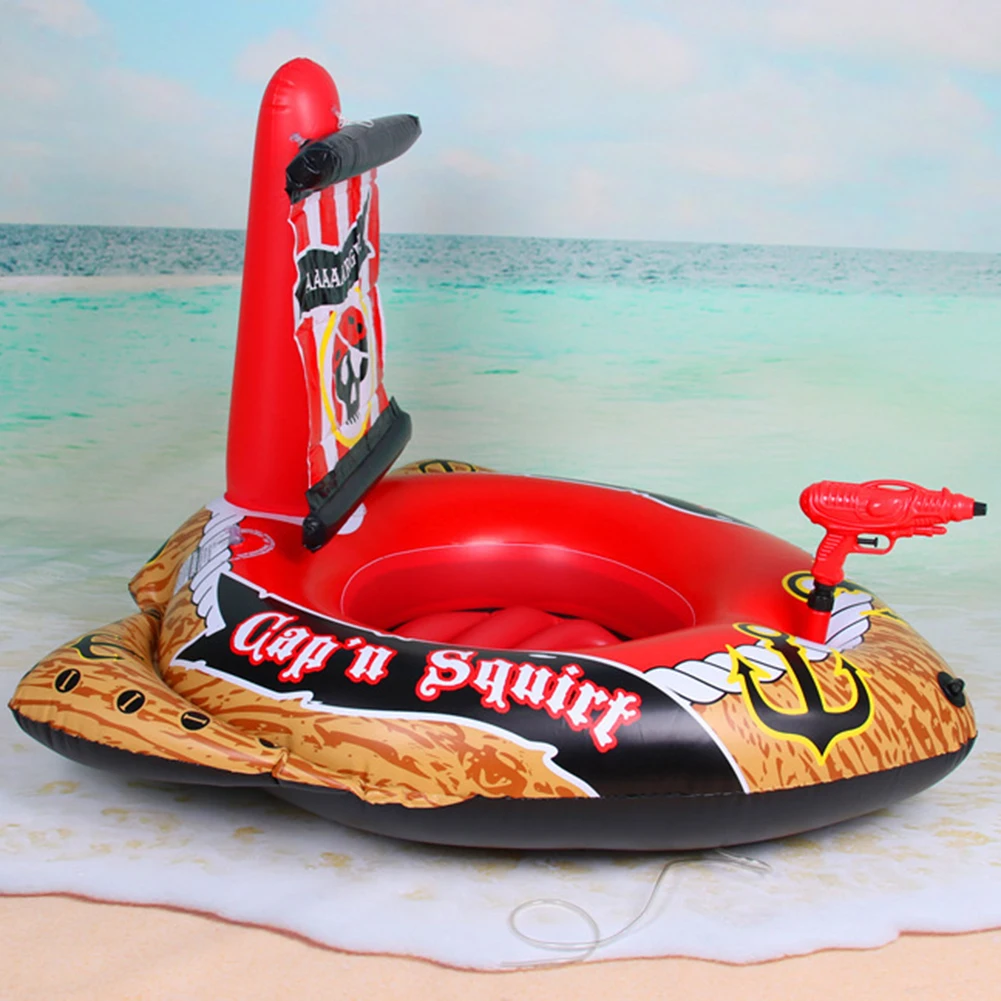 

Kids Inflatable Swimming Ring Baby Toddler Safe Swim Seat Float Circle Pirate Ship Water Gun Pool Toys