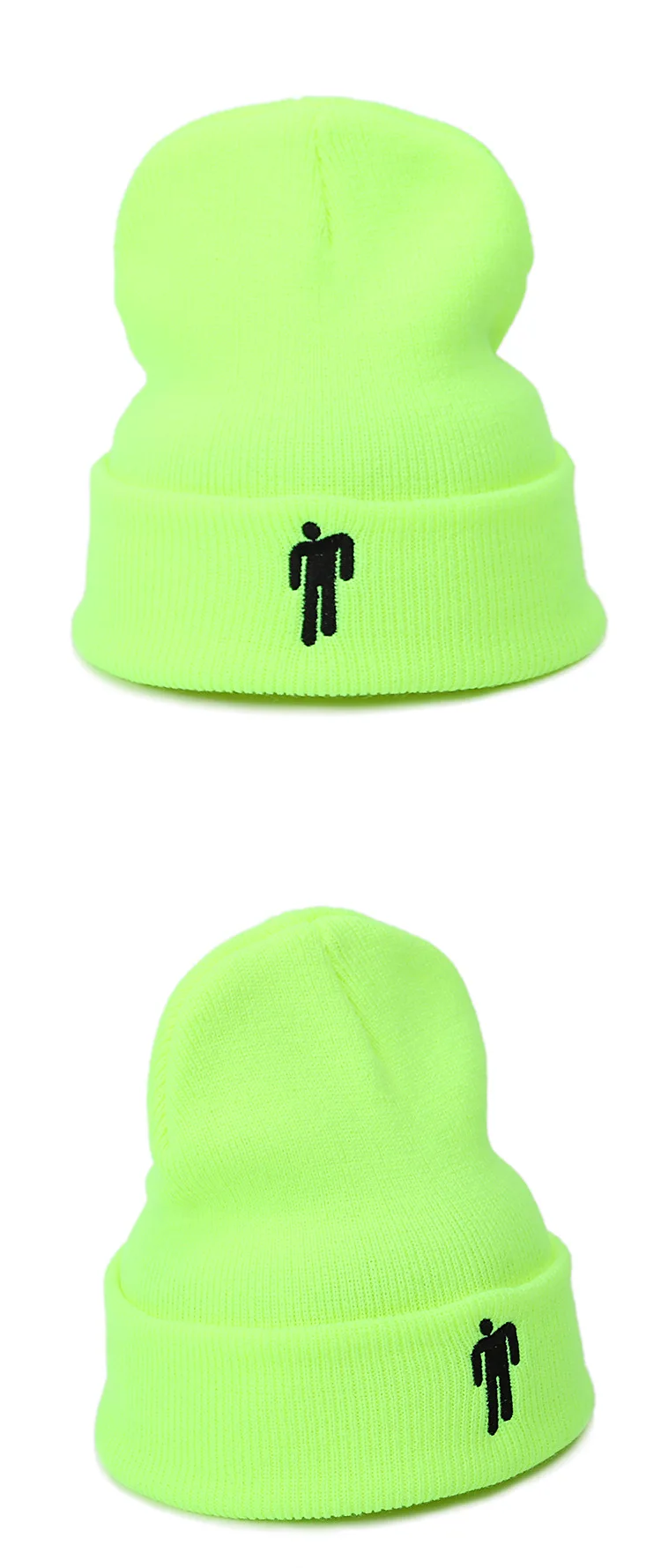 Billie Eilish Beanie шапка для женщин и мужчин, вязаное, тёплое, зимнее, однотонное, хип-хоп, повседневное, с манжетами, широкий берет-Боб