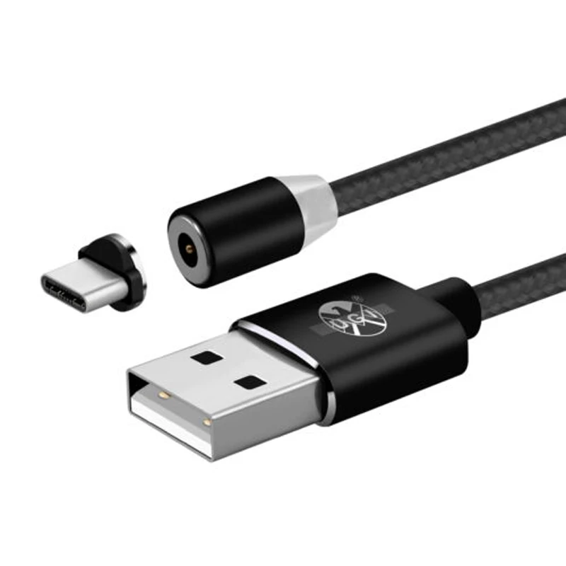 Магнитный кабель UGI 1 м 2 3 А быстрая зарядка Micro USB Тип C для 360 ° нейлоновой оплетки