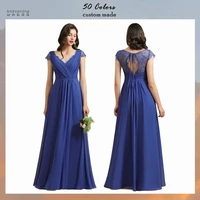 babyonlinedress robe bleu lace long evening dress chiffon elegant v neck prom party dress robes de soir%c3%a9e abendkleider