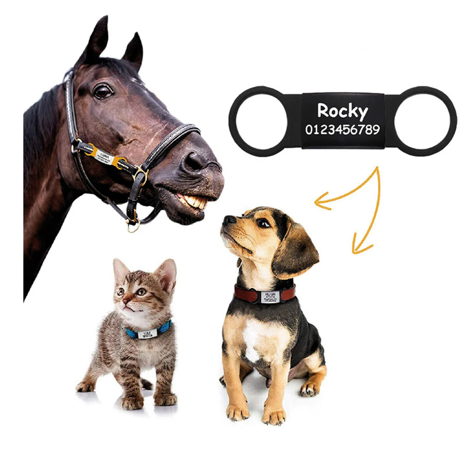 

Personalized Dog Tags Slide On Pet Tag ID Dog Cat ID Tag Silent Custom Dog Tags Engraved Dog Collars Cat Name Tag Customized