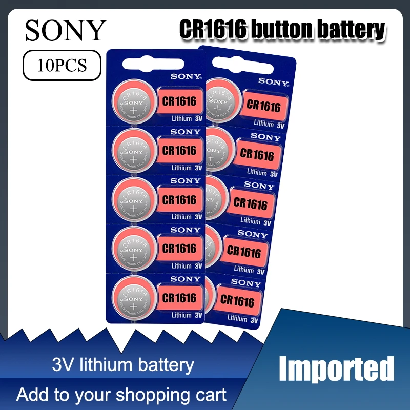 10 шт./лот CR1616 кнопочные батарейки для монет SONY 100% оригинальный cr 1616 3V литиевая