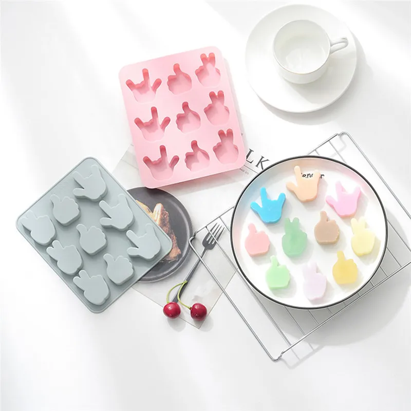 

High Quality DIY Creative Gesture Pattern Silicone Mold Fondant Decorating Tools Ice Cube Chocolate Gumpaste Mold Baking Tray