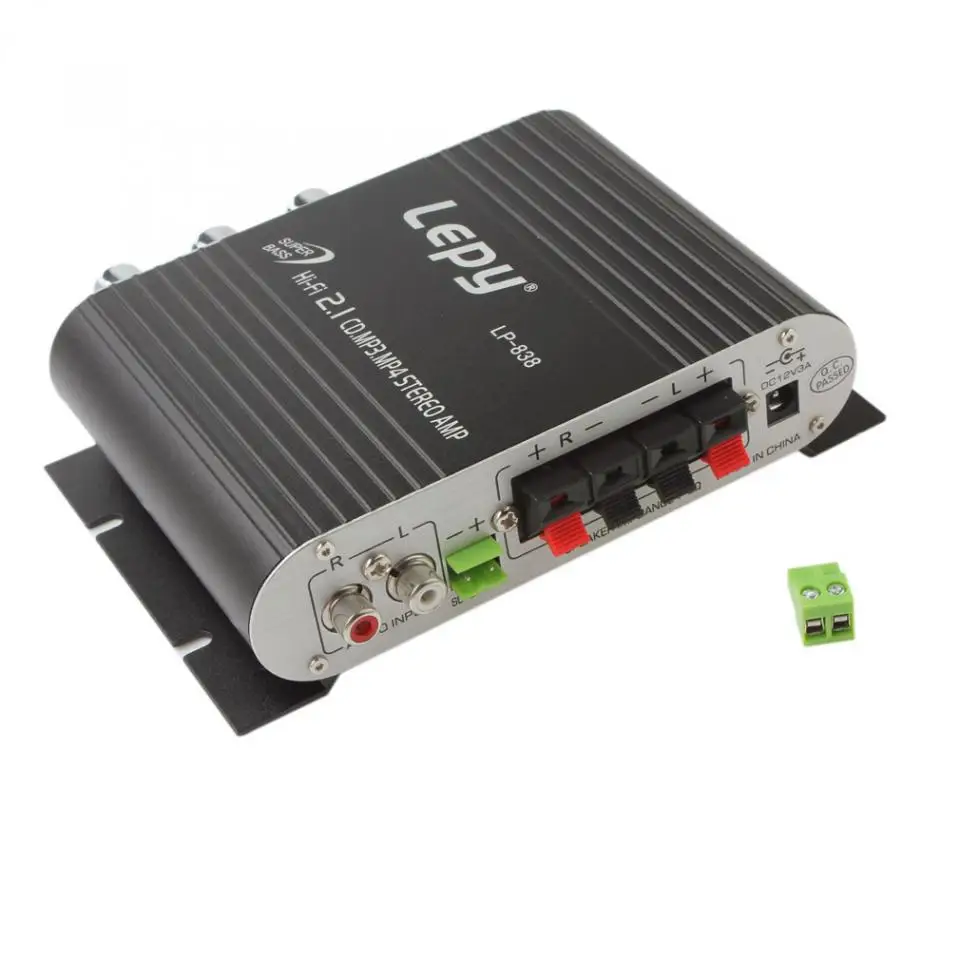 Lepy LP-838 усилитель мощности для автомобиля Hi-Fi 2,1 MP3 радио аудио стерео бас динамик усилитель плеер для мотоцикла дома без разъема питания