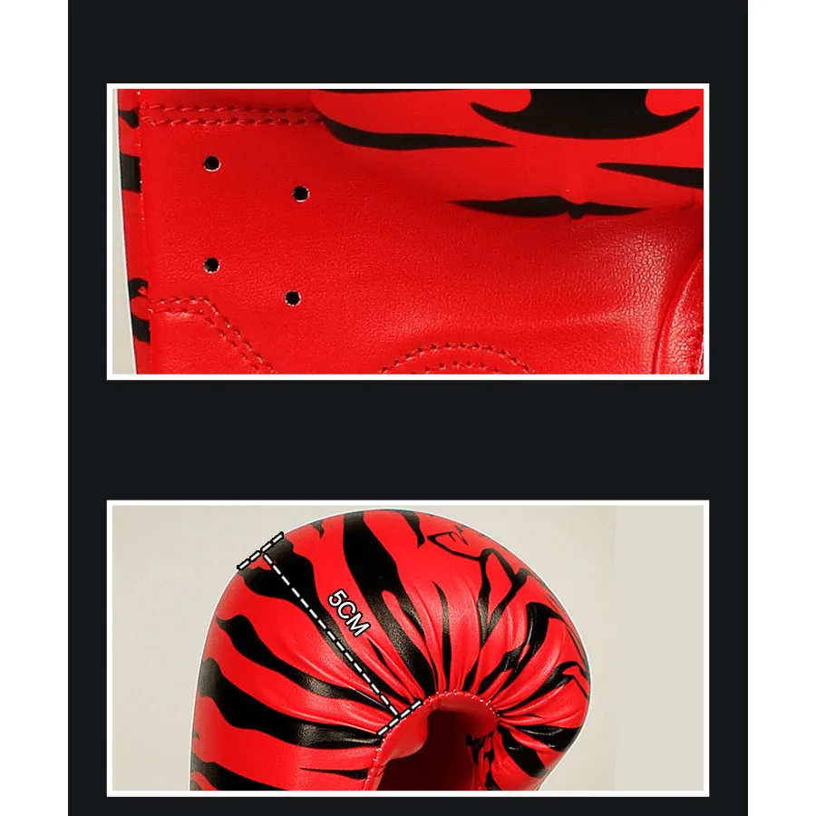 Boxing Gloves Professional Tiger Mesh Breathable PU Leather Flame Gloves Sanda Boxe Thai Glove Box Mma guantes de boxeo