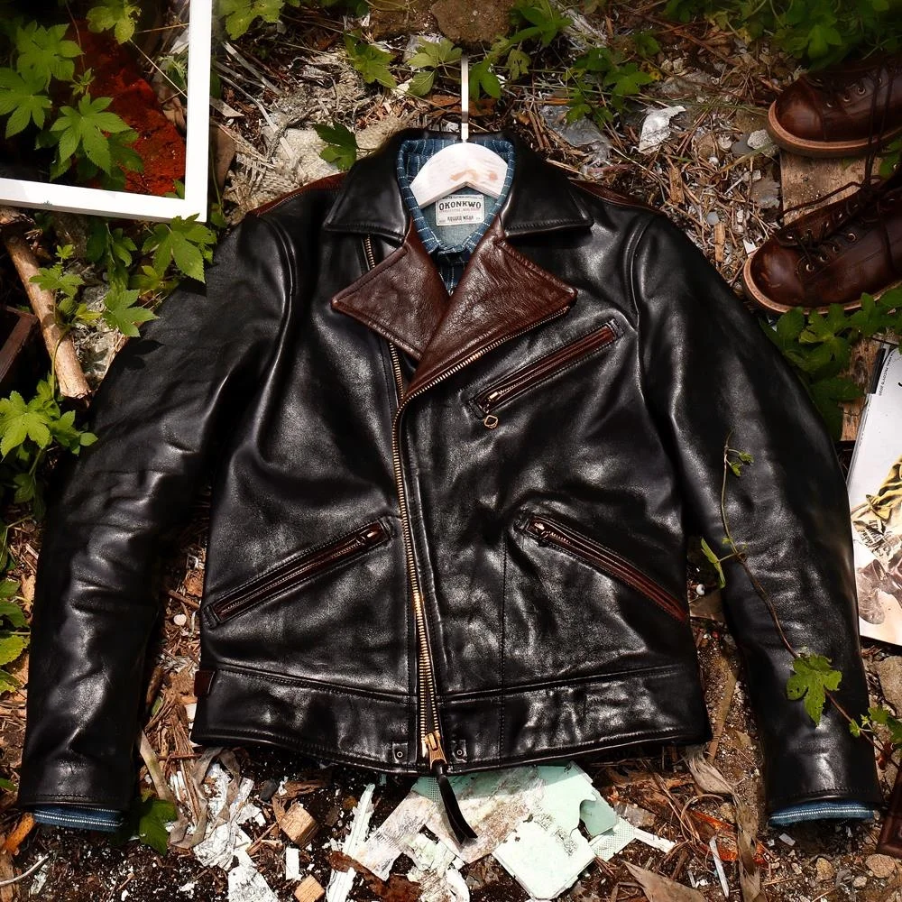 

Кожаная куртка на колесиках с отложным воротником Tea Core Horse