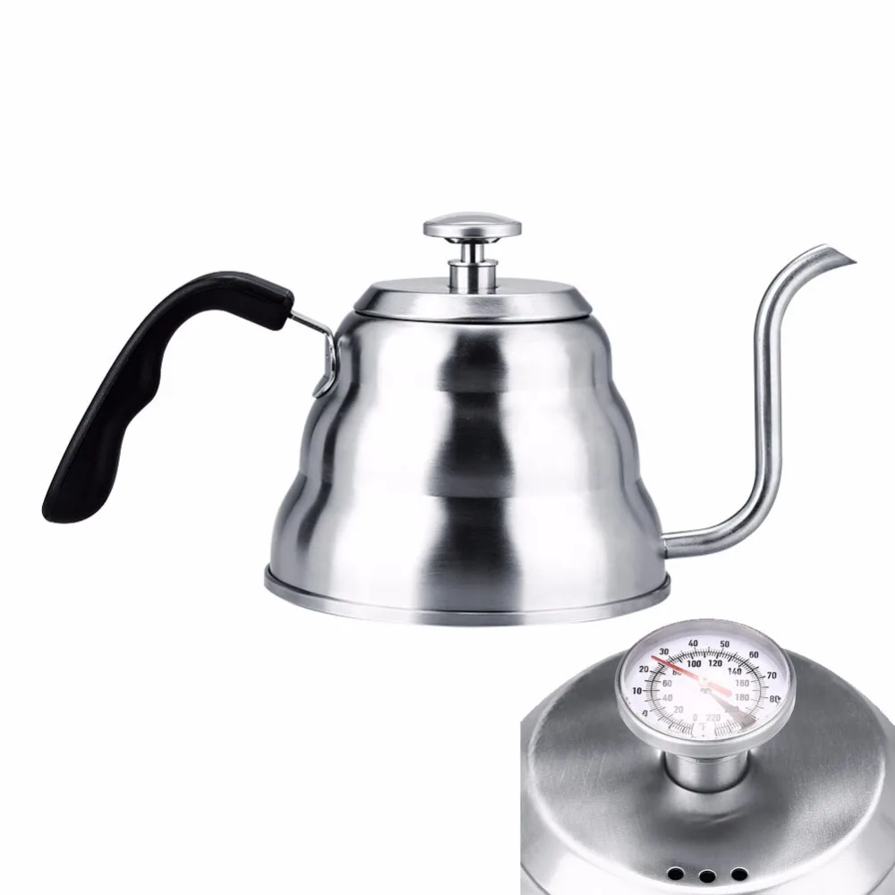 1 2 л термометр из нержавеющей стали гусиная шея чайник кофейник кувшин Moka