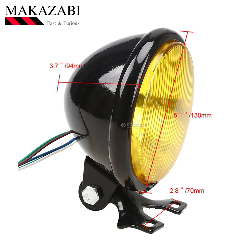 Фара мотоциклетная алюминиевая в стиле ретро 5 дюймов 12 В черная лампа с