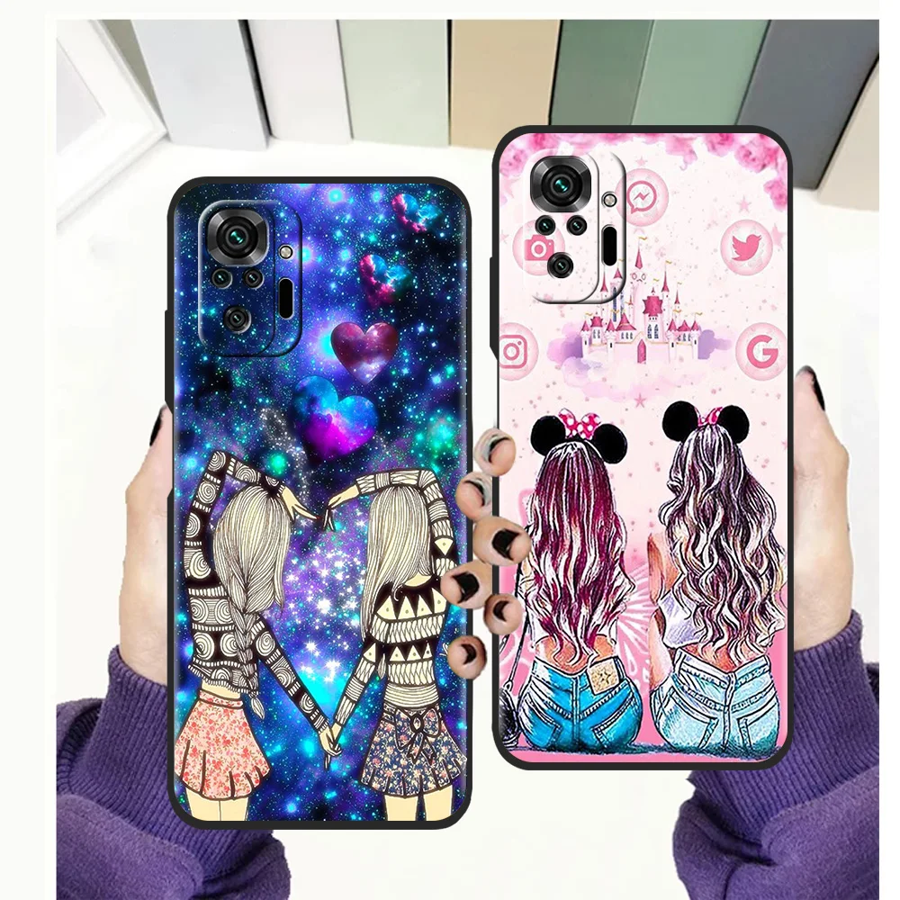 

Girls Bff Best Friends Forever Always Luxury Phone Case For Redmi Note 11 Pro Plus 7 8 8T 9 8A 9A 9C Note 9S 10 Pro Soft Cover