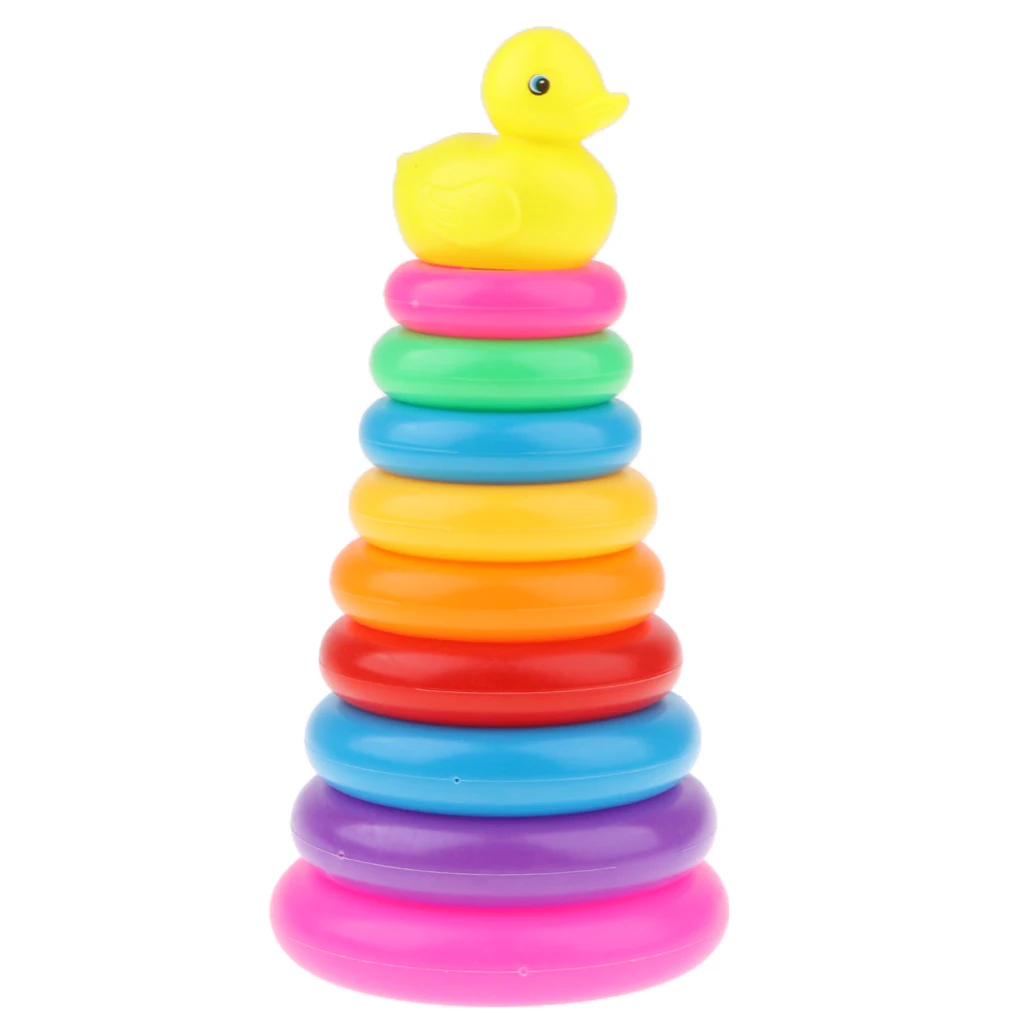 

Rainbow Color Stacking & Nesting Rings Bath Toy Kit Kids Baby Bath Time Play